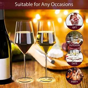 Elegant KOIOS Hand Blown Italian Wine Glasses Set of 2