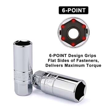 Mayouko 5PCS 3/8 Inch Drive Spark Plug Socket Set, Metric&SAE, CR-V, 5/8 Inch, 3/4 Inch, 13/16 Inch, 14MM, 18MM