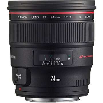 Canon EF 24mm f/1.4L II USM Wide Angle Lens - Fixed - 2750B002 , Black