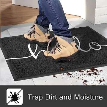 KILOCOCO Outdoor Mat Front Door Mat Welcome Mat Low Pile Door Mat Outdoor Entrance Non-Slip Outdoor Door Mat Kitchen Mat High Traffic Area Easy Clean Entrance Mat Hello Door Mat Indoor,18"x30"