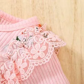 Infant Baby Girl Bodysuits Romper Lace Sweater Onesie Shorts Ruffle Long Sleeve Newborn Fall Winter Clothes (A-Pink, 0-3 Months)