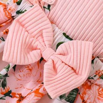 Infant Baby Girl Bodysuits Romper Lace Sweater Onesie Shorts Ruffle Long Sleeve Newborn Fall Winter Clothes (A-Pink, 0-3 Months)