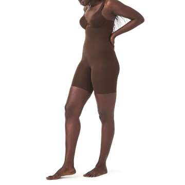 SPANX Sculpt Seamless Power High-Waisted Mid-Thigh Short - Everyday Comfort in Chestnut Brown - Larg...