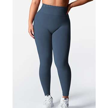 YEOREO Women Seamless Workout Leggings High Waisted Butt Lifting Gym Yoga Pants Navy M