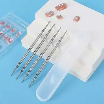 Dotting Tools,4 Pcs Professional Ball End Nail Art Tools Nail Art Brushes Nail Design Tools Stailess Steel Dotting Pen Tool Nail Art Kit Rhinestone Picker Tool Pottery Tools Polymer Clay Tools