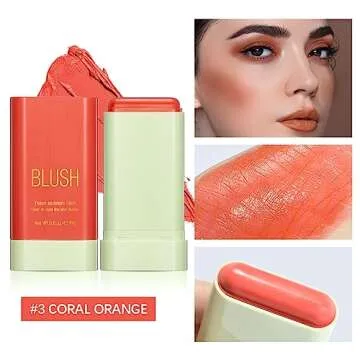 Long-Lasting Coral Orange Blush Stick for Cheeks & Lips