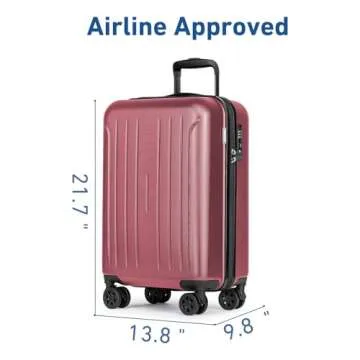 KYME Airline Approved 20 Inch Carry On Luggage, Hardside Suitcase with TSA Lock, 360° Spinner Wheels, 22x14x9, Berry Red