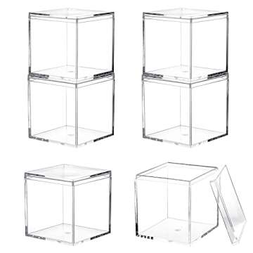 Dayaanee Acrylic Box with Lid, 4 Pack Small Square Acrylic Container Plastic Square Cube Containers ...