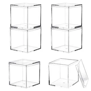Dayaanee Acrylic Box with Lid, 4 Pack Small Square Acrylic Container Plastic Square Cube Containers ...