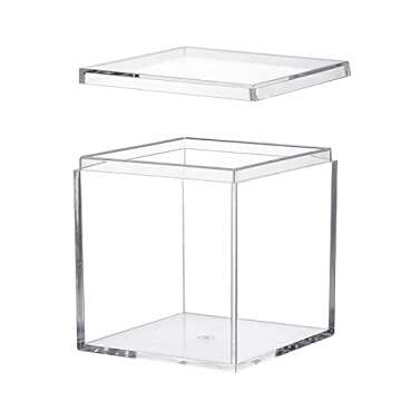 Dayaanee Acrylic Box with Lid, 4 Pack Small Square Acrylic Container Plastic Square Cube Containers with Lid Storage Box 2.2x2.2x2.2Inch/55X55X55mm for Candy Pill and Tiny Jewelry