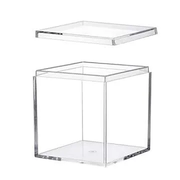 Dayaanee Acrylic Box with Lid, 4 Pack Small Square Acrylic Container Plastic Square Cube Containers with Lid Storage Box 2.2x2.2x2.2Inch/55X55X55mm for Candy Pill and Tiny Jewelry