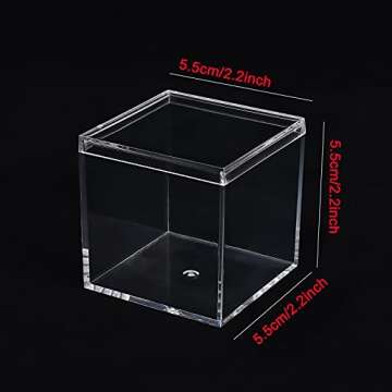 Dayaanee Acrylic Box with Lid, 4 Pack Small Square Acrylic Container Plastic Square Cube Containers with Lid Storage Box 2.2x2.2x2.2Inch/55X55X55mm for Candy Pill and Tiny Jewelry