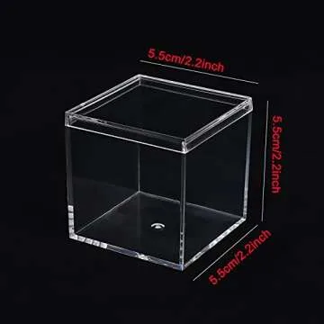 Dayaanee Acrylic Box with Lid, 4 Pack Small Square Acrylic Container Plastic Square Cube Containers with Lid Storage Box 2.2x2.2x2.2Inch/55X55X55mm for Candy Pill and Tiny Jewelry