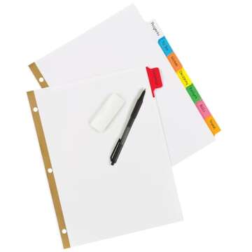 Avery Big Tab Write & Erase Dividers for 3 Ring Binders, 8-Tab Set, Multicolor Divider Tabs, Great f...