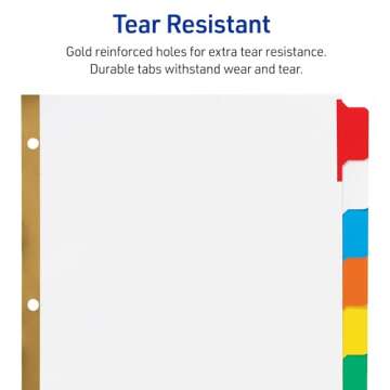 Avery Big Tab Write & Erase Dividers for 3 Ring Binders, 8-Tab Set, Multicolor Divider Tabs, Great for Organizing Projects, Reports, Finances, and More (6-Pack of 23079)