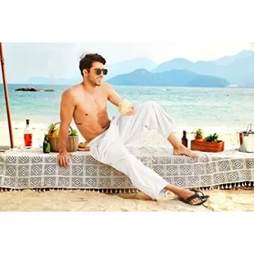 Stylish COOFANDY Men's Linen Beach Pants for Summer Comfort