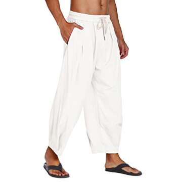 Stylish COOFANDY Men's Linen Beach Pants for Summer Comfort