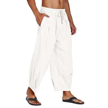 Stylish COOFANDY Men's Linen Beach Pants for Summer Comfort