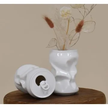 Kigan Home Small Decorative Vase Set - Quirky Crushed Can Design for Modern Decor