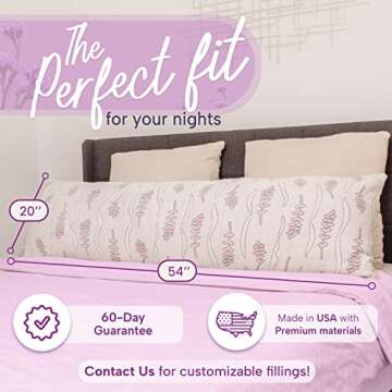 Sleep Touch - Lavender Luxury Full Body Pillow for Adults, Soft and Breathable Memory Foam Long Pill...