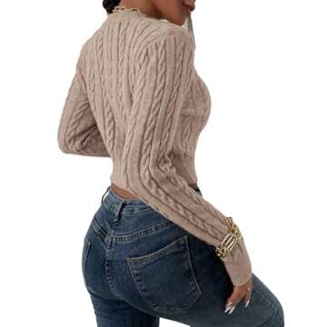 Versatile Verdusa Women's Long Sleeve Mock Neck Crop Sweater - Mocha Brown