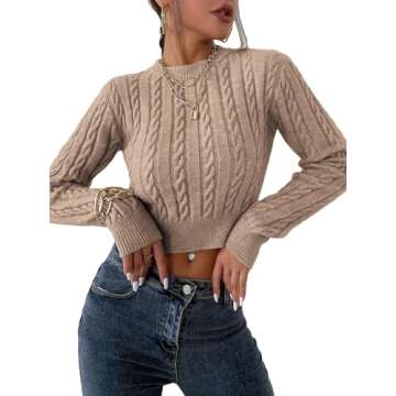 Chic Verdusa Women's Mock Neck Crop Sweater in Mocha