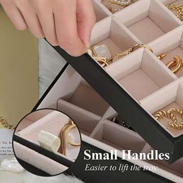 misaya Earrings Jewelry Box Women 50 Slots Jewelry Organizer, Present for Mom, Earring Holder Organizer for Earrings Rings Necklace, Black