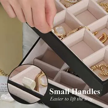 misaya Earrings Jewelry Box Women 50 Slots Jewelry Organizer, Present for Mom, Earring Holder Organizer for Earrings Rings Necklace, Black