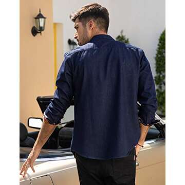 Coofandy Mens Casual Dress Shirt Button Down Shirts,Medium,Type 01 - Ultramarine Blue,Medium