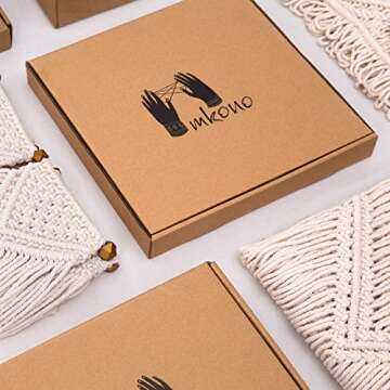 Mkono Hanging Shelf Macrame Plant Hanger Flower Pot Holder Boho Home Decor (with Wood Plate)