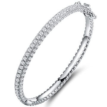 Barzel 18K Gold Plated Crystal Bling Eternity Bangle Bracelet - Elegant & Sparkling Jewelry