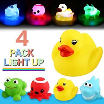 Yeonha Toys Bath Toy, Can Flashing Colourful Light(Big Style 4 Pack), Floating Bath Toy, Light Up Ba...