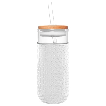 Ello Devon 18oz Glass Tumbler with Straw & Lid