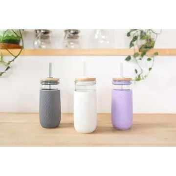 Ello Devon 18oz Glass Tumbler with Straw & Lid