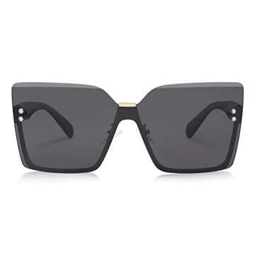 SOJOS Trendy Square Oversized Sunglasses UV400 Protection