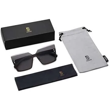 SOJOS Trendy Square Oversized Sunglasses UV400 Protection