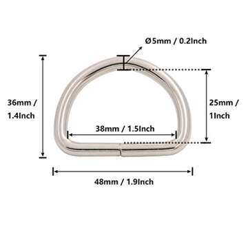 BIKICOCO Metal D-Rings Round Buckle - 1-1/2 x 1 Inch Non-Welded