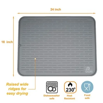 Silicone Dish Drying Mat - Extra Large & Easy to Clean