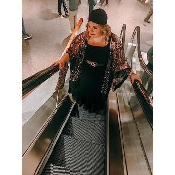 PrettyGuide Women's Evening Shawl Beaded 1920s Cape Poncho Fringed Cover Up Gold Shawl with Fringed