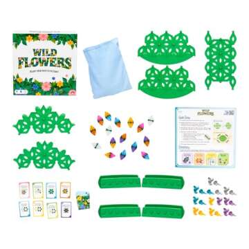 Wild Flowers Family Fun Strategy Game, Grow & Claim Flowers by Placing Tiles & Bumble Bees to Secure...