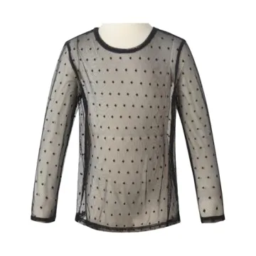 Noomelfish Girls Lace Long Sleeve Layering Top Black
