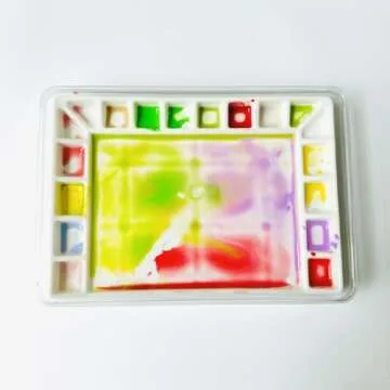 Bower Bird Ceramic Watercolor Palette 18well Rectangle Artist Professional Paint Palette for Acrylic,Gouache Painting Ceramic Mixing Tray (Porcelain) (7.8x5.7in(with Box))