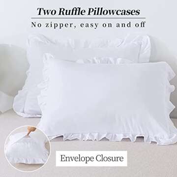 Precious Star Linen White Edge Ruffle Full/Queen Size Pillow Shams Long-Staple Egyptian Cotton Hotel...