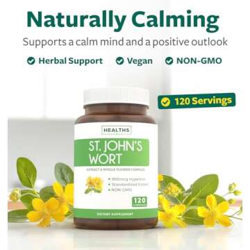 St. John's Wort - 120 Capsules (Non-GMO) Effective St Johns Wort Capsules - Powerful 900mcg Hyperici...