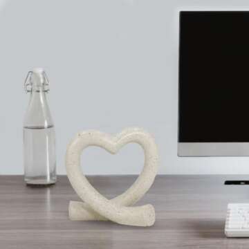 Heart Sculpture Home Decor - Love Line Modern Aesthetic Statue - Unique Ornaments Decorations for Living Room, Coffee Table, Bedroom, Shelf - Romantic Gifts for Lover