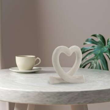 Heart Sculpture Home Decor - Love Line Modern Aesthetic Statue - Unique Ornaments Decorations for Living Room, Coffee Table, Bedroom, Shelf - Romantic Gifts for Lover