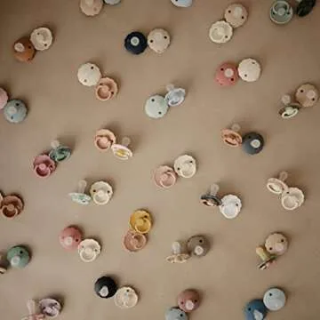 FRIGG Daisy SilkySoft Silicone Baby Pacifier | Made in Denmark | BPA-Free (Cotton Candy/Sandstone, 0-6 Months)