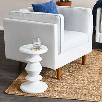 Creative Co-Op Berns Mid-Century Modern Solid Mango Flat Top, Stool/End Table, White