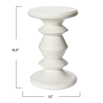 Creative Co-Op Berns Mid-Century Modern Solid Mango Flat Top, Stool/End Table, White