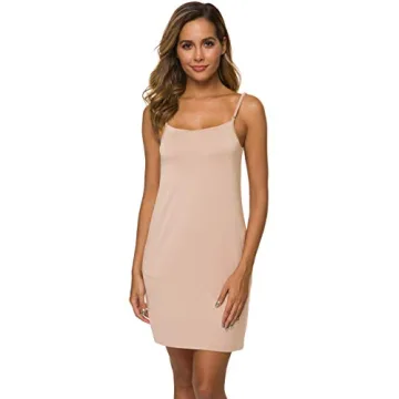 AUHEGN Women's Adjustable Cami Slip Mini Dress - Soft & Stylish